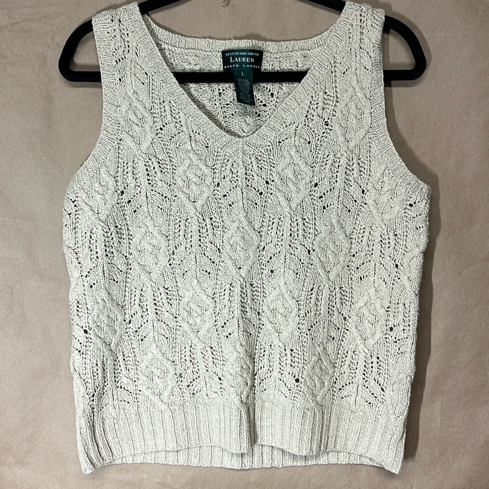 Ralph Lauren Exclusive Hand Knit sweater vest linen silk blend size L